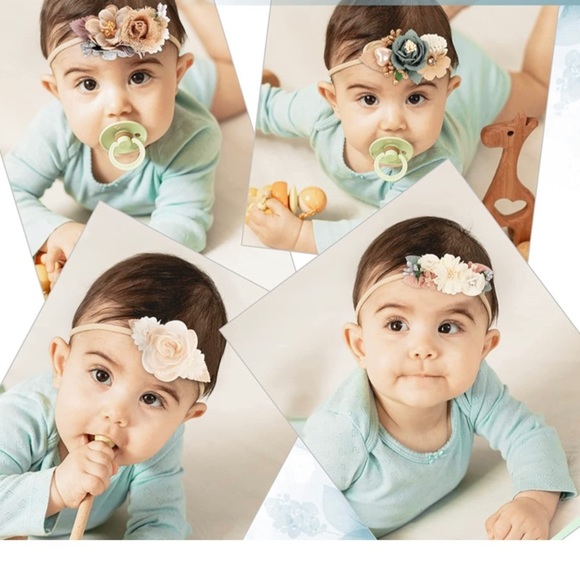 6PCS Baby Girl Flower Nylon Headband-Elastic Hair Band Handmade Bow​​ - Picture 2 of 7